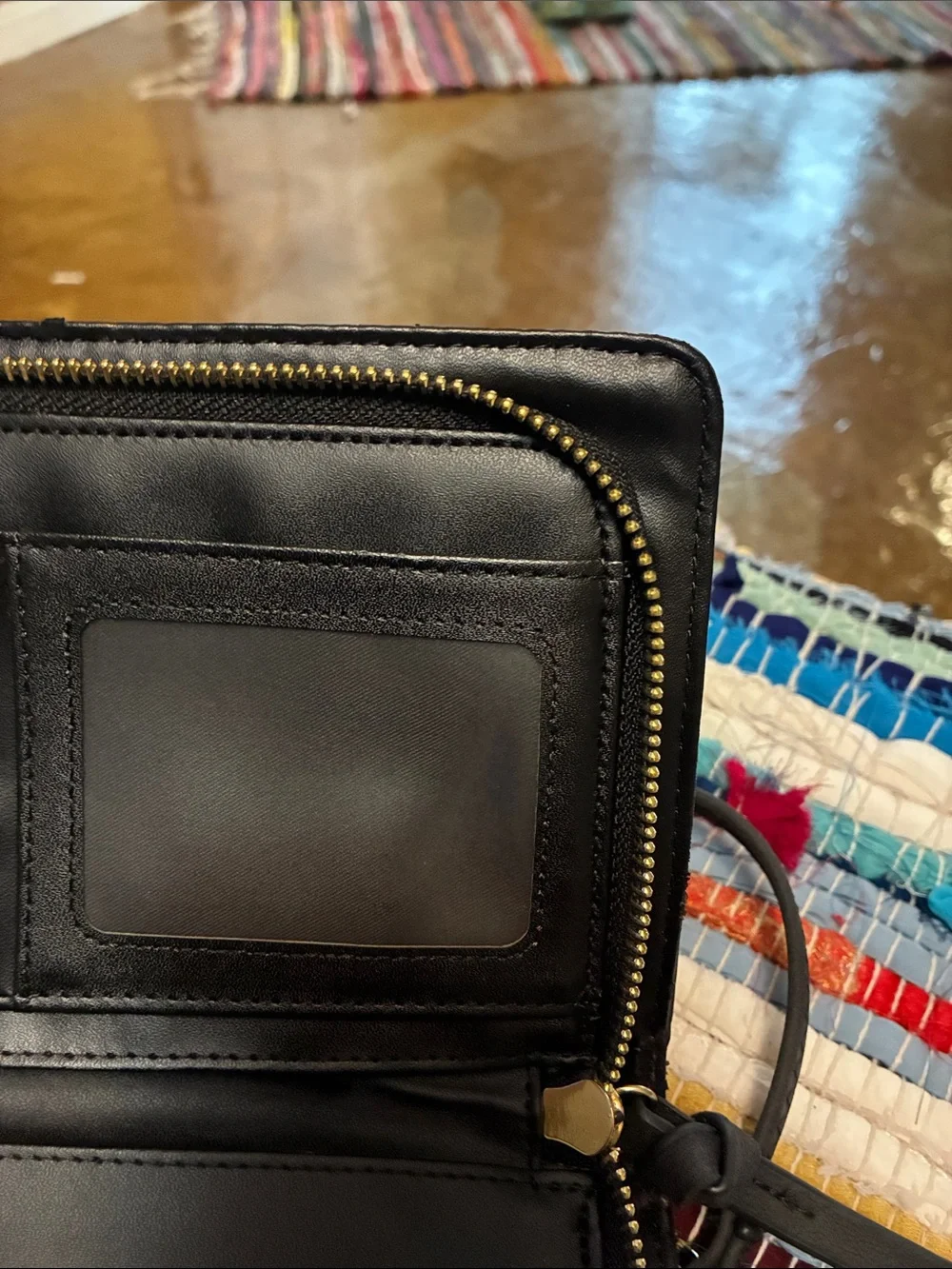 Compact Black Woven-Accent Crossbody Bag for Women